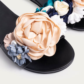 Dakeena flower pom slide on sale sandals